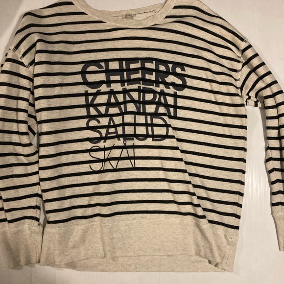 JCREW CHEERS SWEATSHIRT CREW Medium STRIPED FRENCH TERRY - Picture 1 of 2